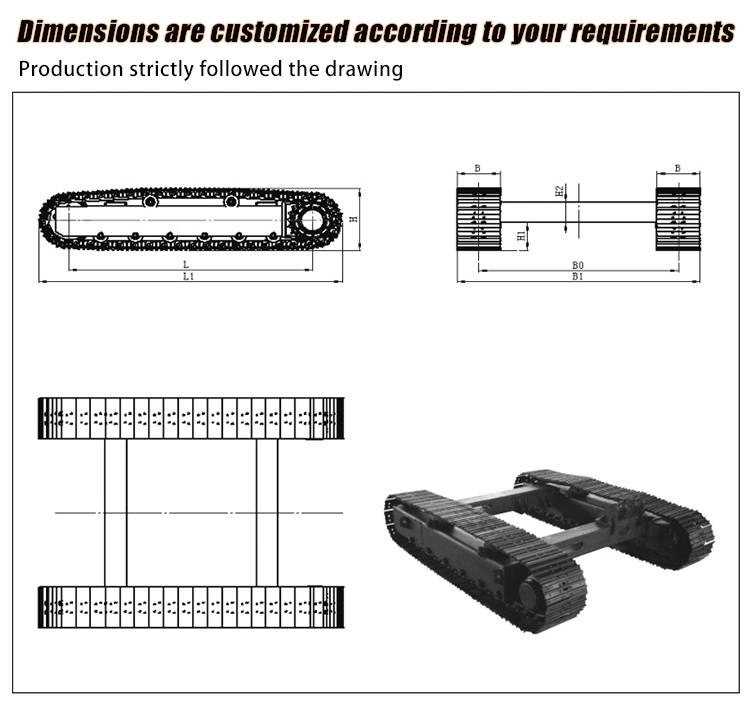 Customized Built Hydraulic Rubber Crawler Track Undercarriage for Mini Excavator